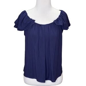 Naked Princess Amanda Tulip Sleeve Top Navy NWT